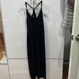 Black midi dress with slit at side